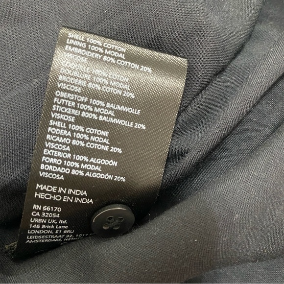 Maeve Anthropologie Embroidered Shirt Dress Small Black Cream Ornate Cotton - Picture 8 of 8